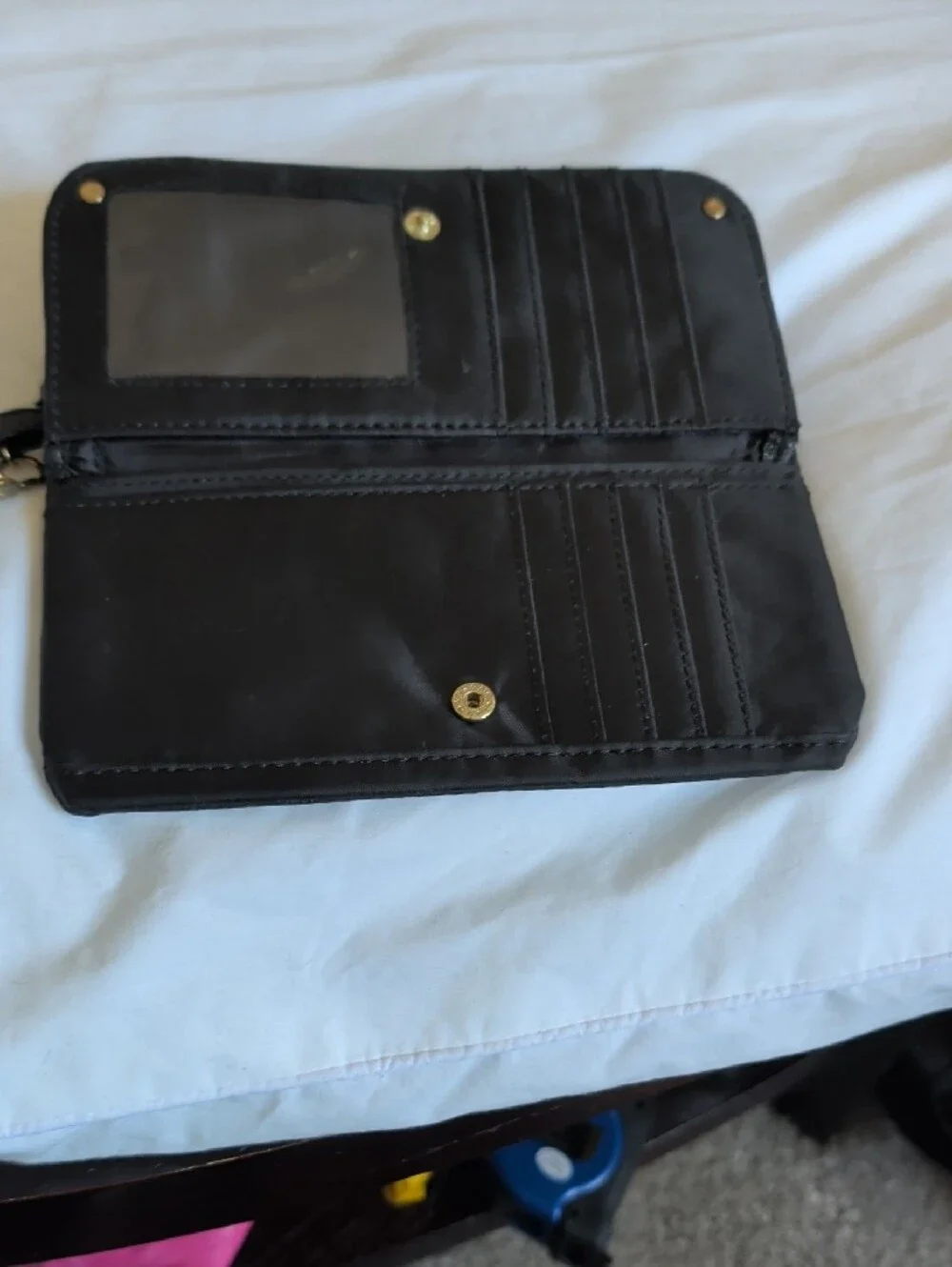 kate spade Black Leather Wristlet with Gold Plaque